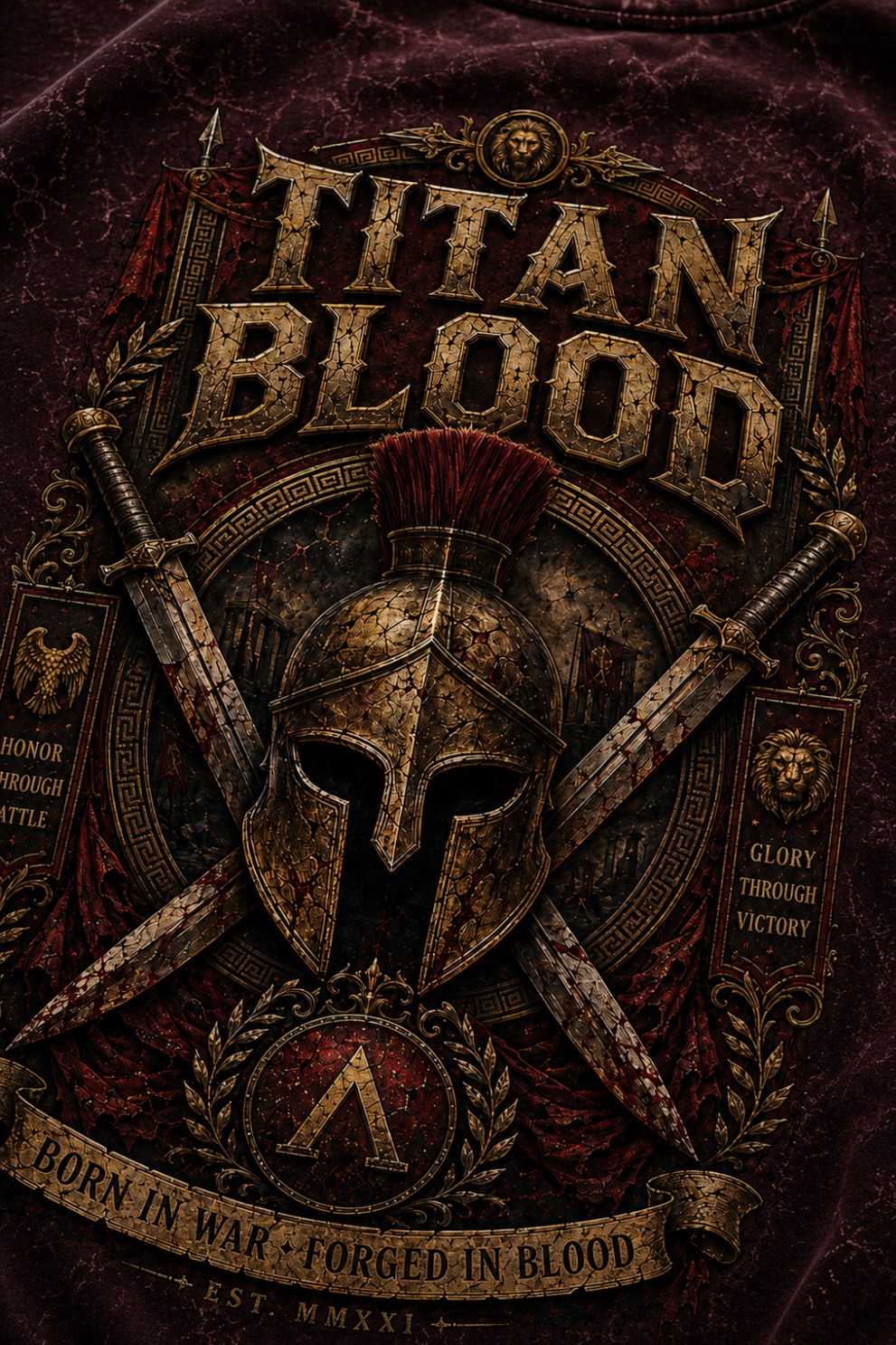 Titan Blood Oversized Acid Wash Tee