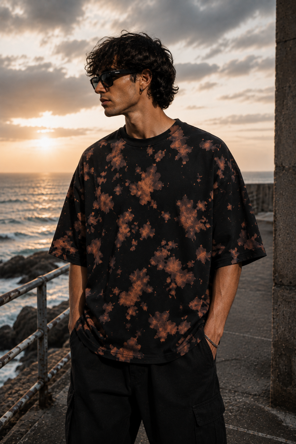 🔥 TEVAR Ember Noir Tie-Dye Oversized Tee