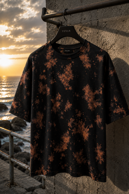 🔥 TEVAR Ember Noir Tie-Dye Oversized Tee