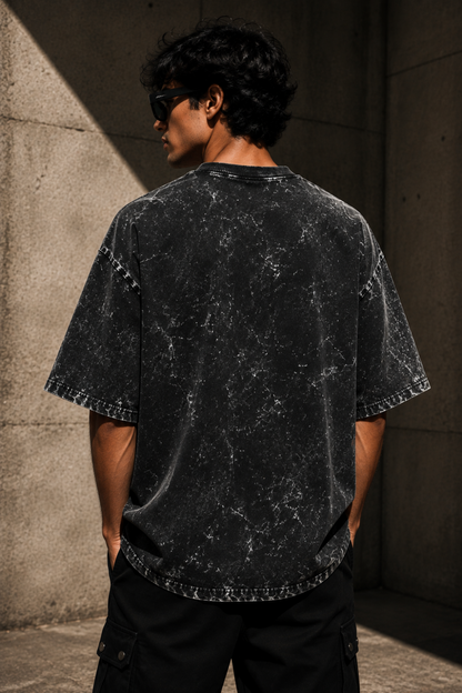 🌙 TEVAR Celestial Acid Wash Oversized Tee
