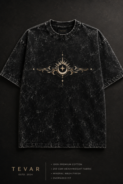 🌙 TEVAR Celestial Acid Wash Oversized Tee