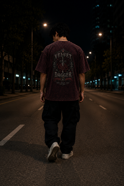 Velvet Dagger Oversized Acid Wash Tee