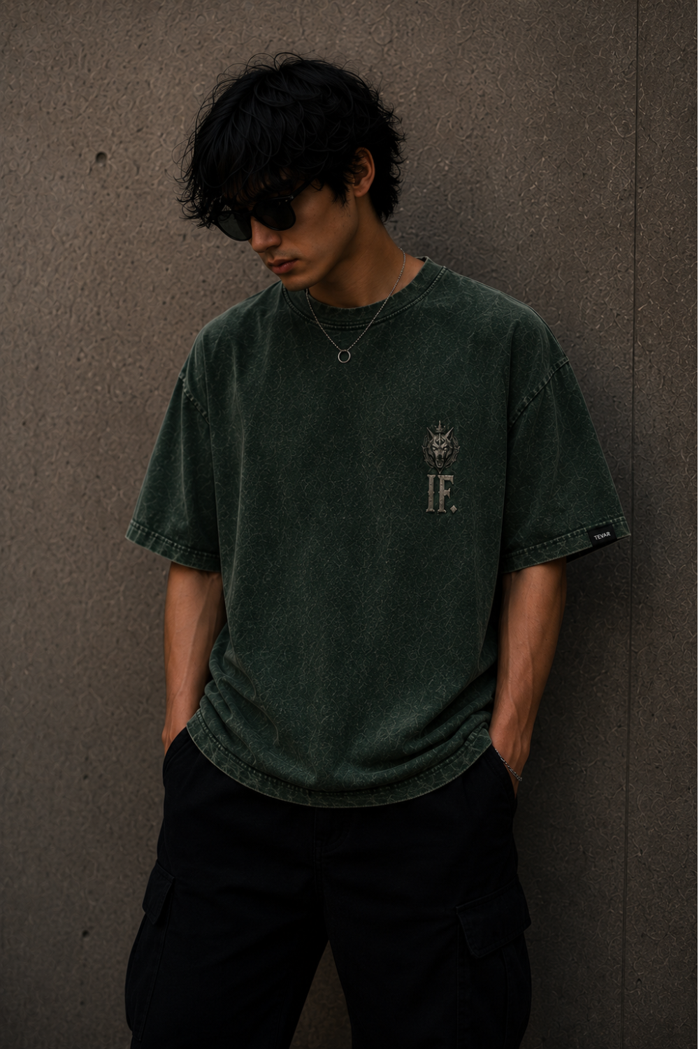 Imperial Fang Oversized Acid Wash Tee