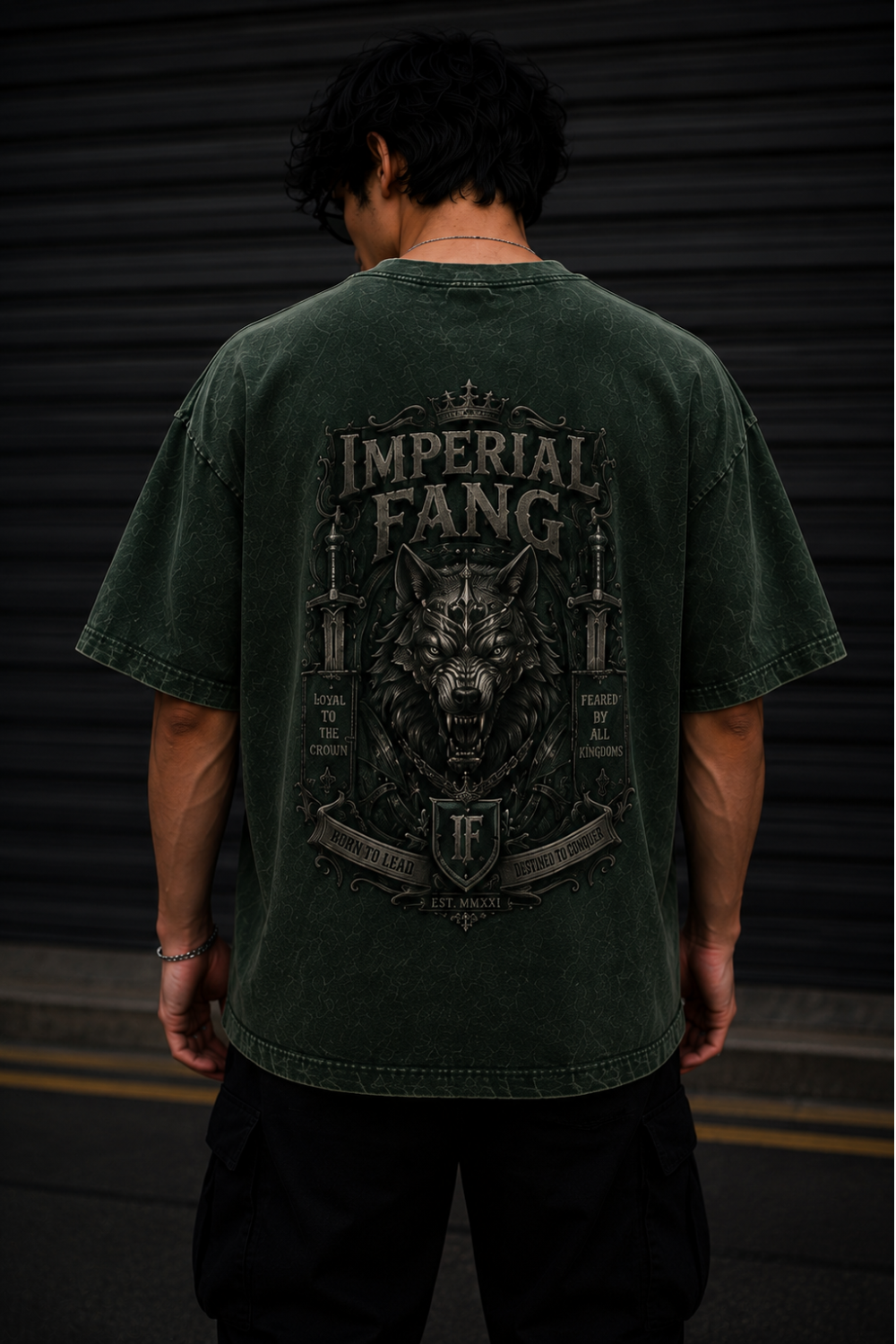 Imperial Fang Oversized Acid Wash Tee