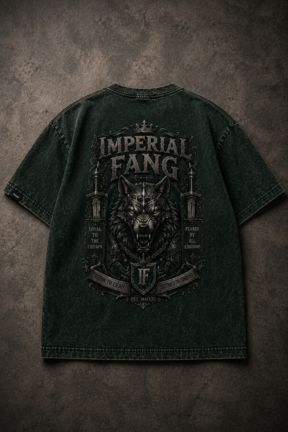 Imperial Fang Oversized Acid Wash Tee