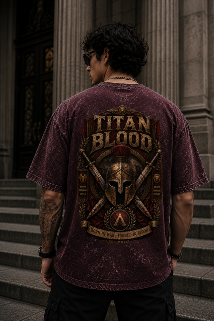 Titan Blood Oversized Acid Wash Tee