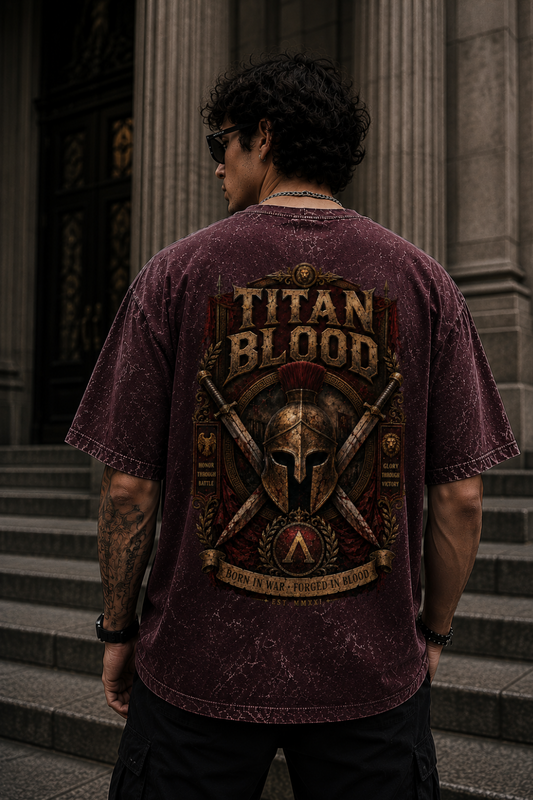Titan Blood Oversized Acid Wash Tee