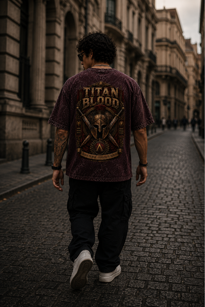 Titan Blood Oversized Acid Wash Tee