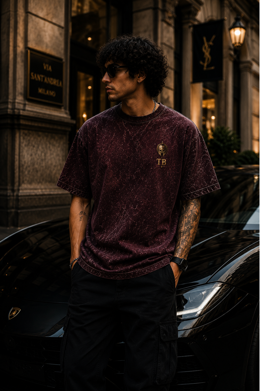 Titan Blood Oversized Acid Wash Tee