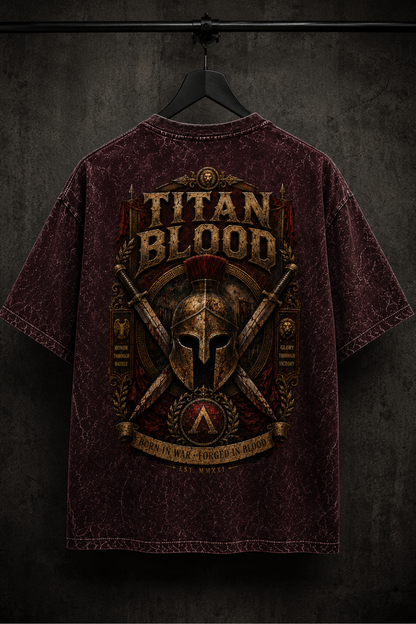 Titan Blood Oversized Acid Wash Tee