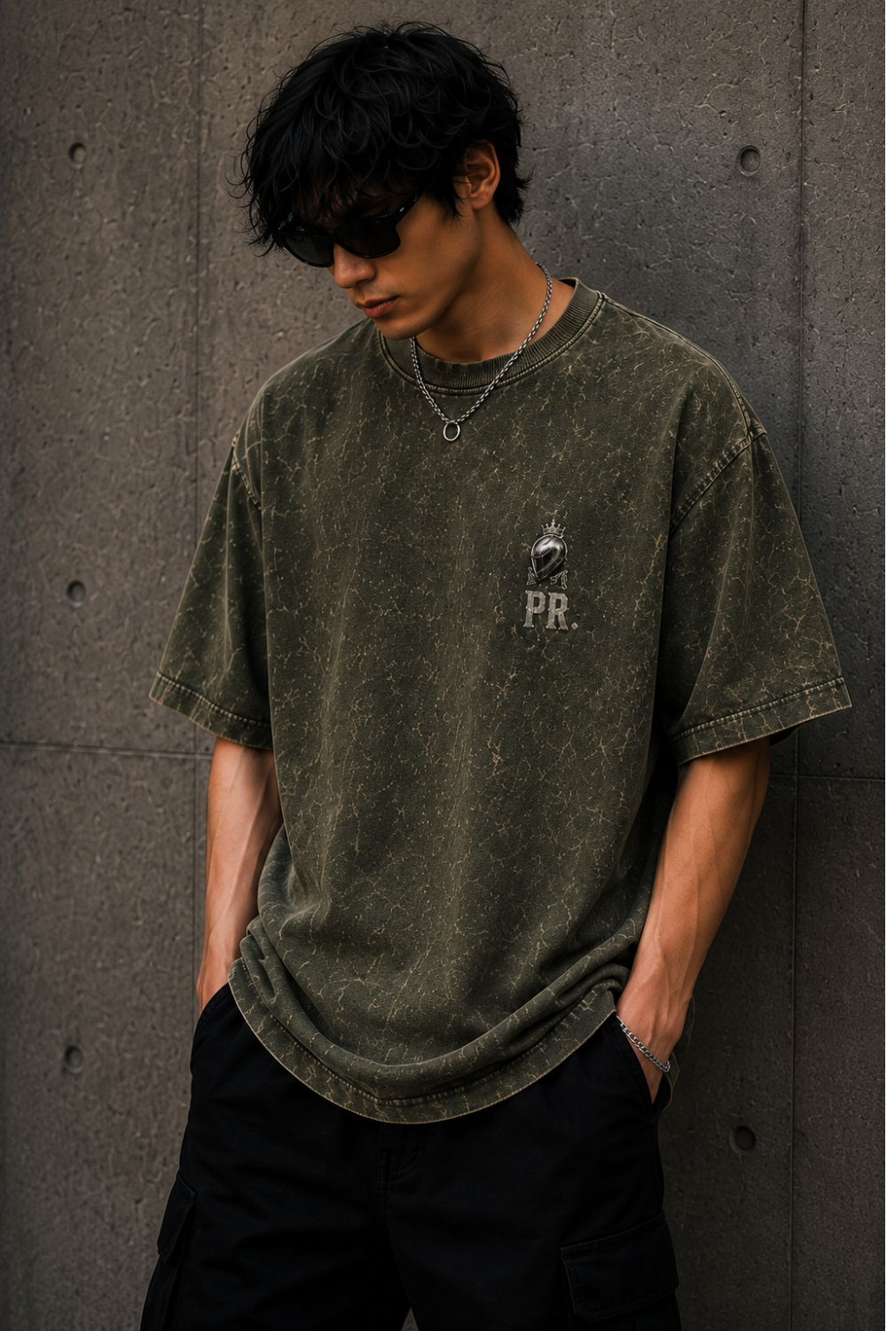Phantom Rider Oversized Acid Wash Tee