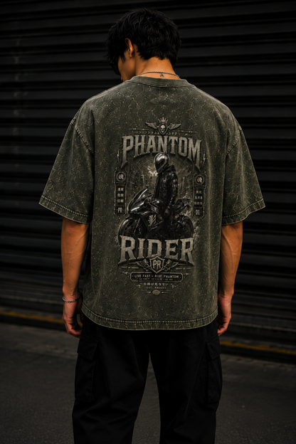 Phantom Rider Oversized Acid Wash Tee