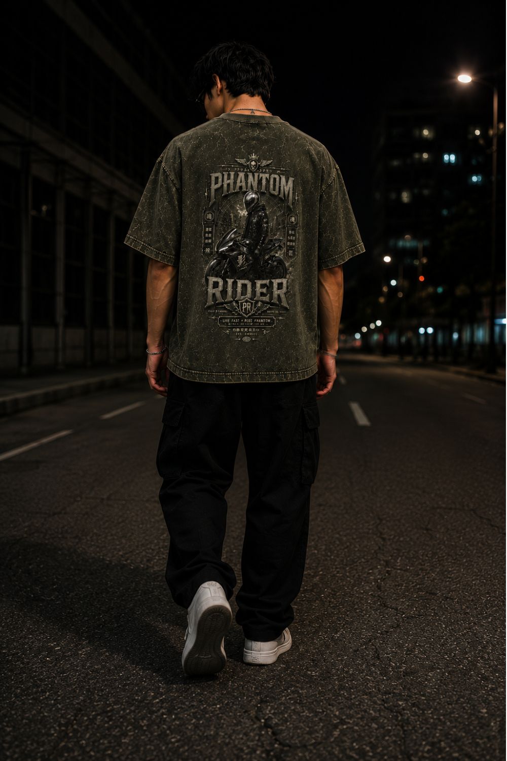 Phantom Rider Oversized Acid Wash Tee