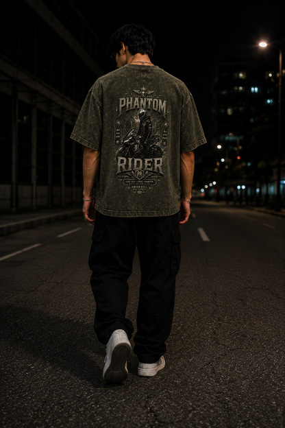Phantom Rider Oversized Acid Wash Tee