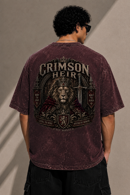 Crimson Heir Oversized Acid Wash Tee