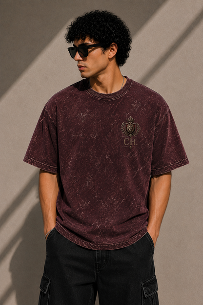 Crimson Heir Oversized Acid Wash Tee