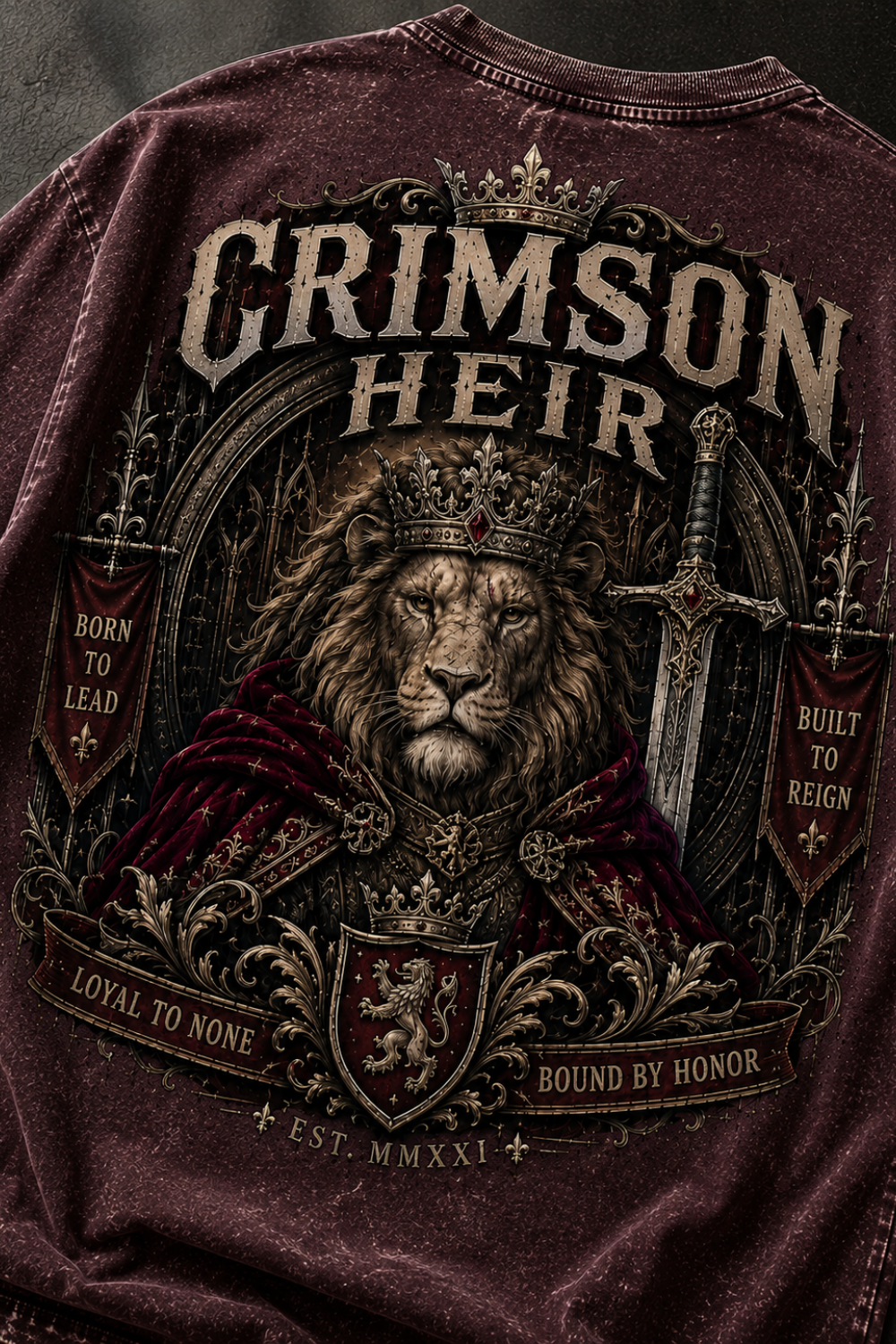 Crimson Heir Oversized Acid Wash Tee