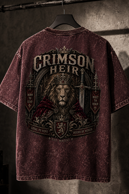 Crimson Heir Oversized Acid Wash Tee