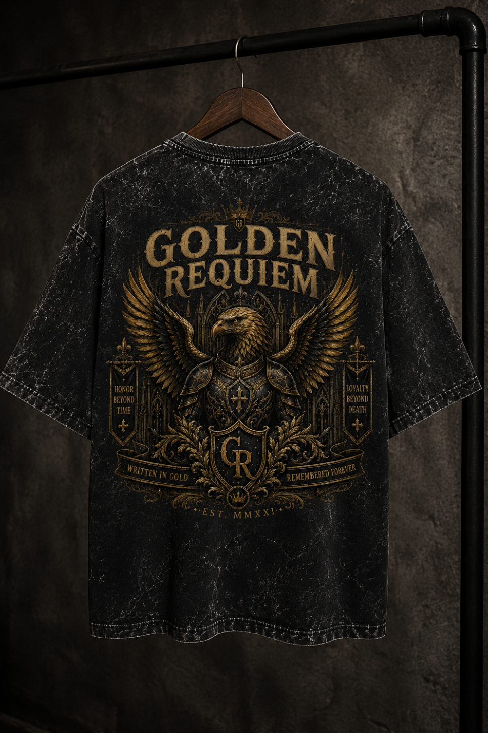 Golden Requiem Oversized Acid Wash Tee