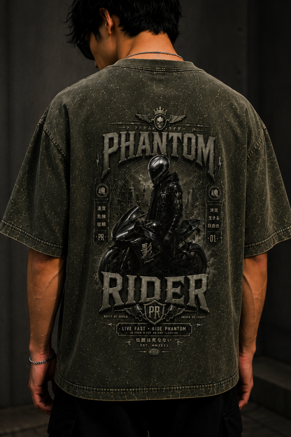Phantom Rider Oversized Acid Wash Tee