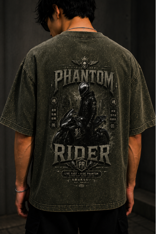 Phantom Rider Oversized Acid Wash Tee