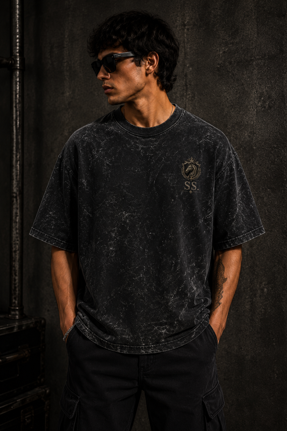 Storm Saint Oversized Acid Wash Tee