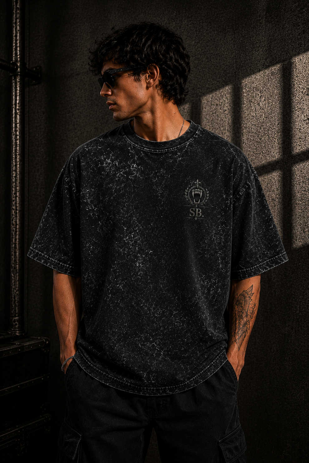 Shadow Breed Oversized Acid Wash Tee